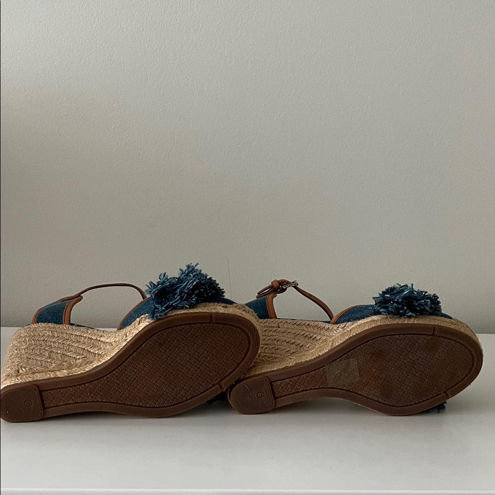 Tory Burch Blue Denim Y2K Wedge Sandals - Picture 4 of 6